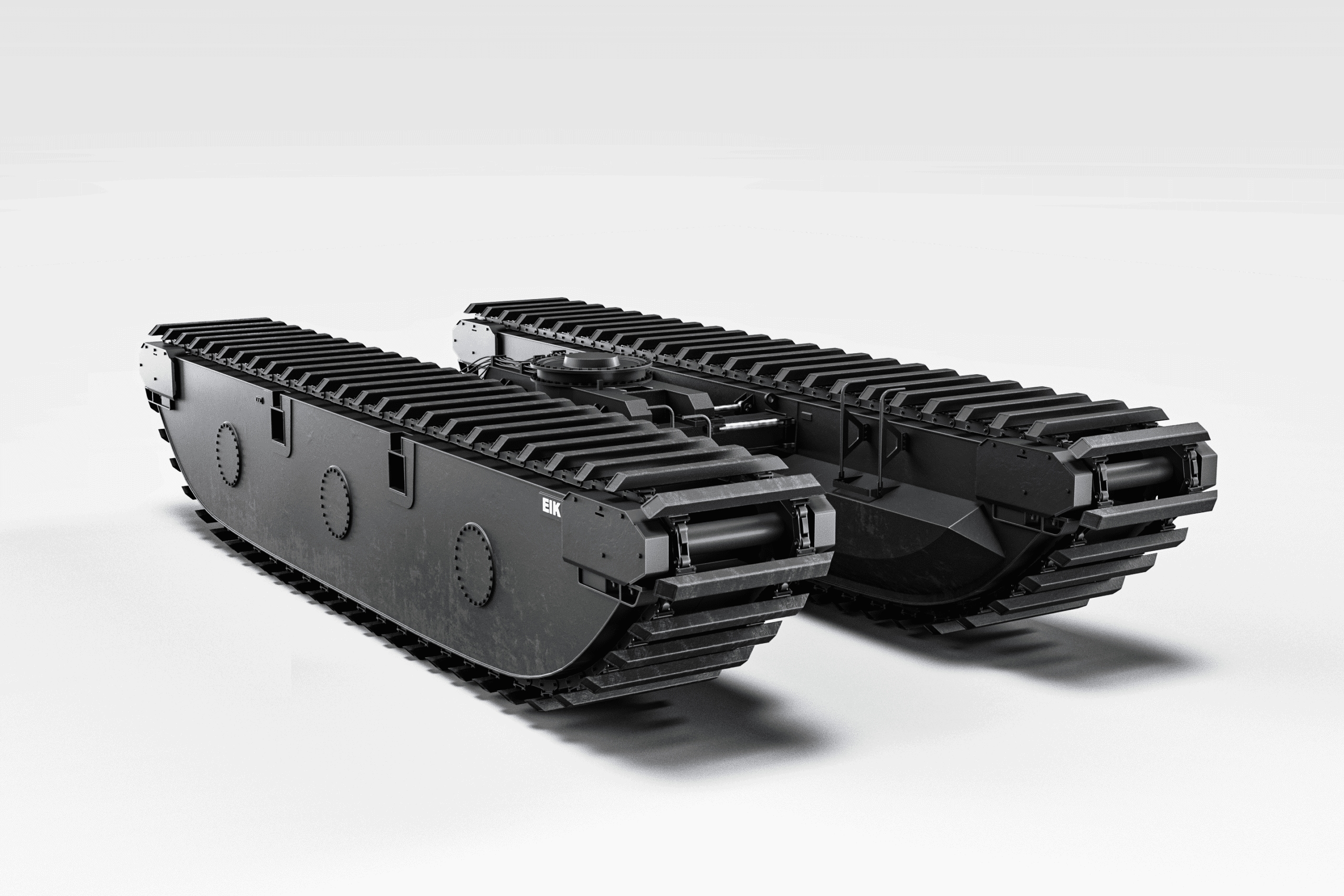 The AM140 undercarriage is designed for swamp hoe amphibious excavators with an operating weight of 12-14 metric tons (26,400-30,800 lbs.). 